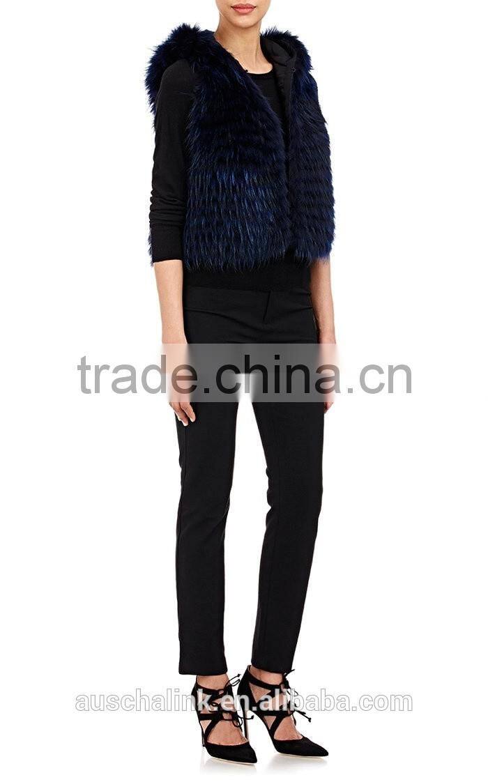 new style fashion women dyed raccoon fur vest customized