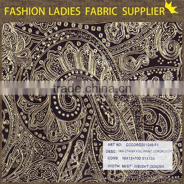 hot sale fashion ottoman 100% polyester foil print of Shaoxing textile width 150cm
