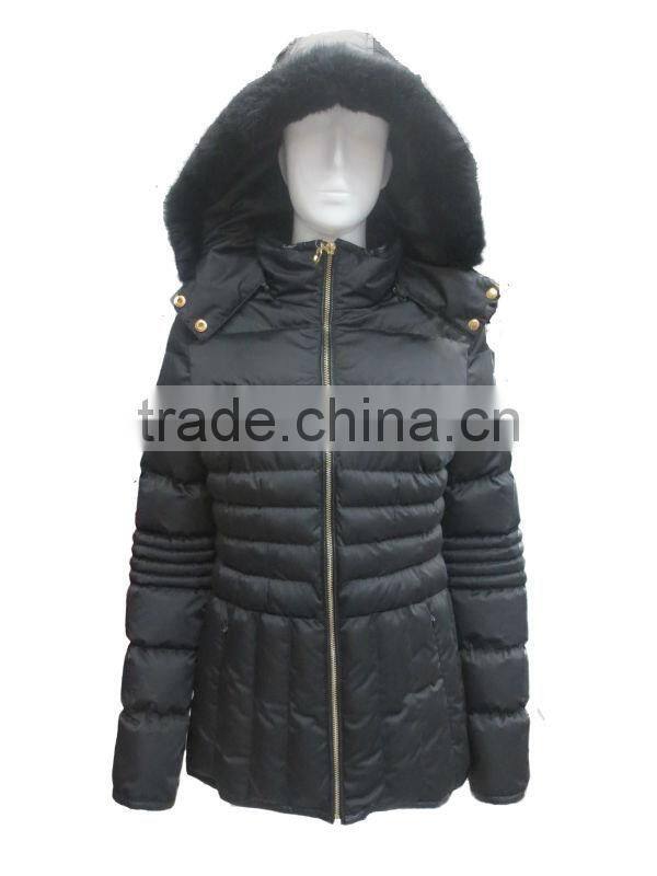 China wholesale lady winter padded jacket with fur hood