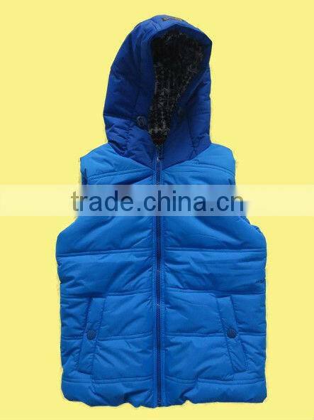 Boy basic padding vest with hood