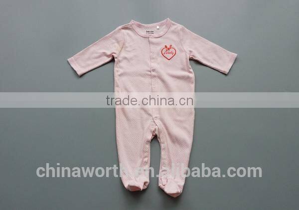 baby girl long sleeve footed cotton romper, full printings rompers