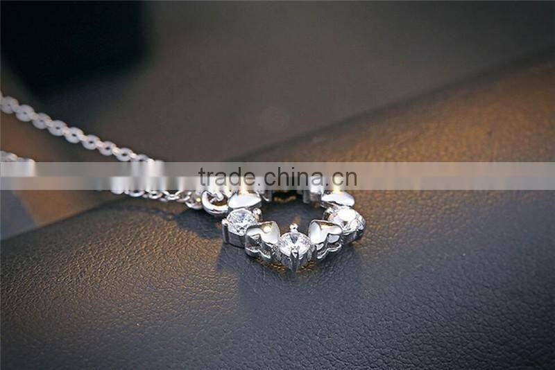925 sterling silver heart crystal necklace jewelry