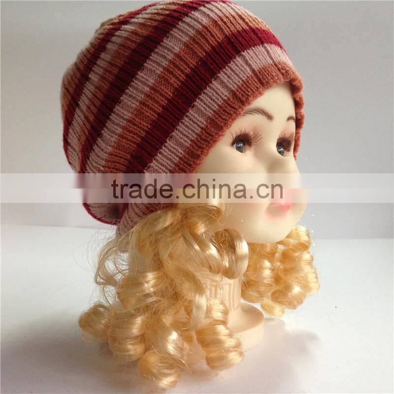 new acrylic lovely girl's knitted kids baby hats factory