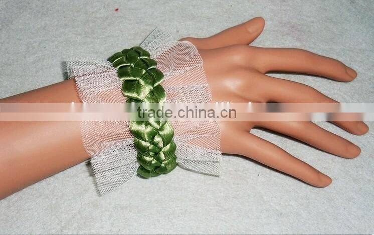 fabric cloth Bracelet with gold charm, silk cloth Bracelet with evil eye bead charm new design fabric bracelet