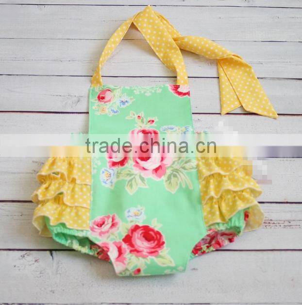 Wholesale Baby Clothes Summer Baby Romper Floral Ruffle Design Bodysuit