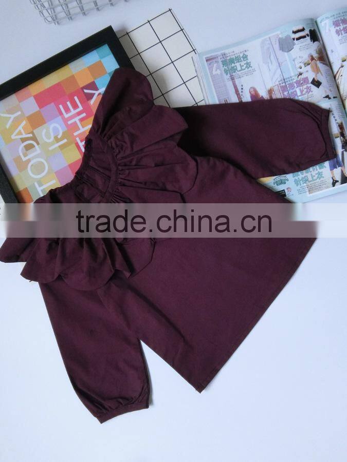 Flower Design Collar Long Sleeve Blouse Baby Girl Spring Autumn Clothes Wholesale