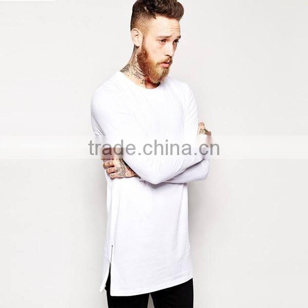 New arrival hiphop tee shirt long sleeve t-shirt side zipper tshirt