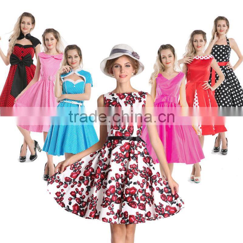 China Manufacturer Elegant Ladies Floral Print Sleeveless Dresses Plus Size