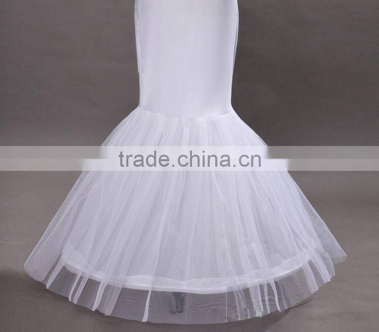 2015 In Stock White Wedding Bridal Mermaid Petticoat/slip 1 Hoop Bone Elastic Wedding bridal Dress Crinoline Trumpet Petticoats