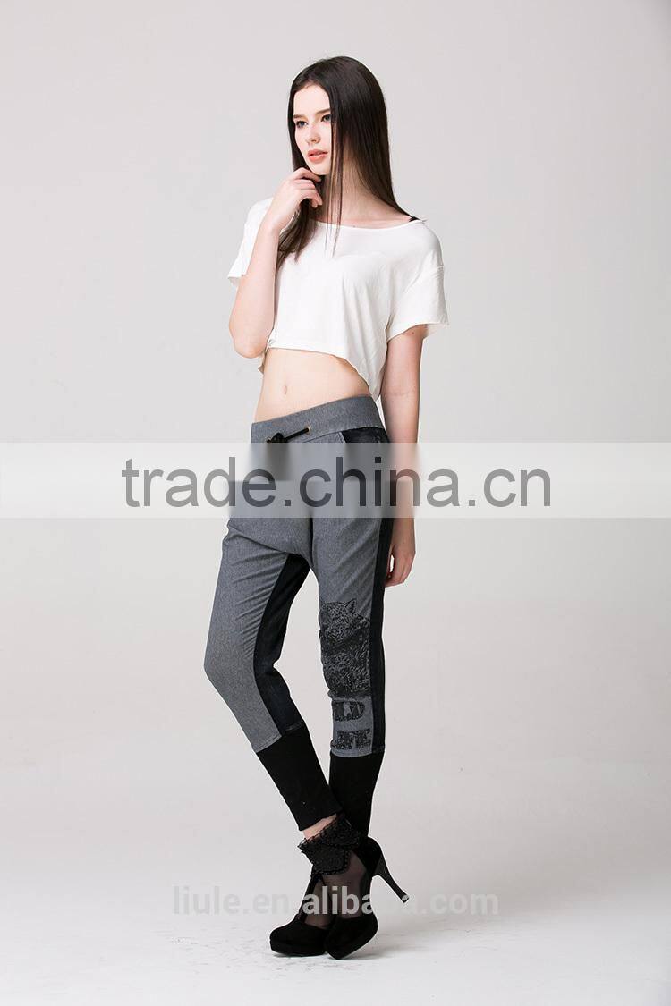 animal pattern embroideried women sweat pants for wholesale