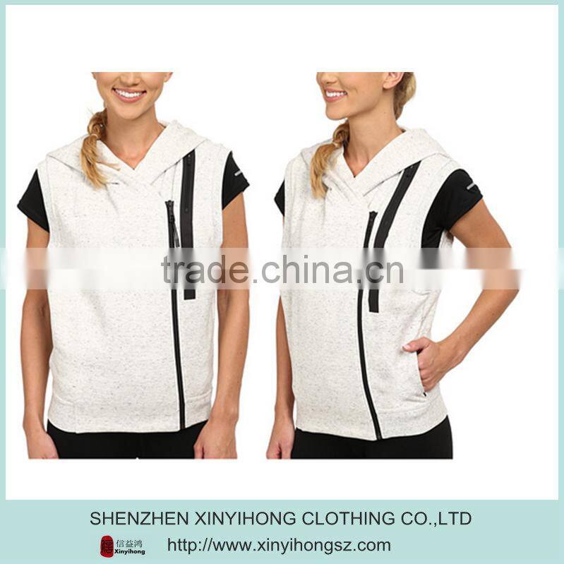 cotton with polyester Oversized hood asymmetrical cut Fleece Vest