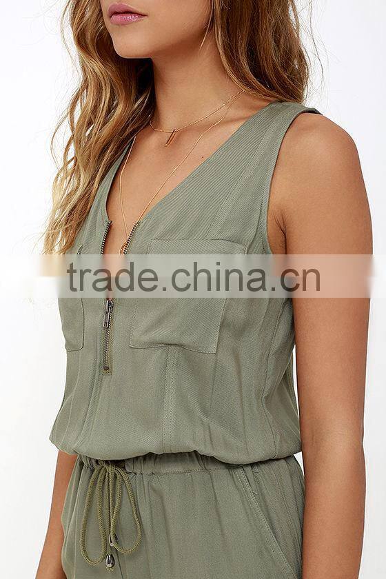 Guangzhou Supplier Fashion green sexy summer rompers jumpsuits women 2017