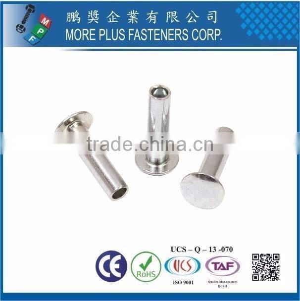 Taiwan Stainless Steel Tubular Rivet Hollow Tubular Rivets Din 7340 Tubular Rivets