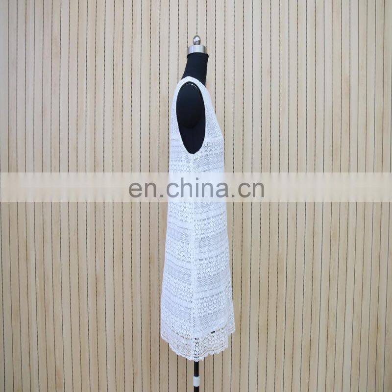 women top grade exquisite sleeveless shell button lace blouse dress