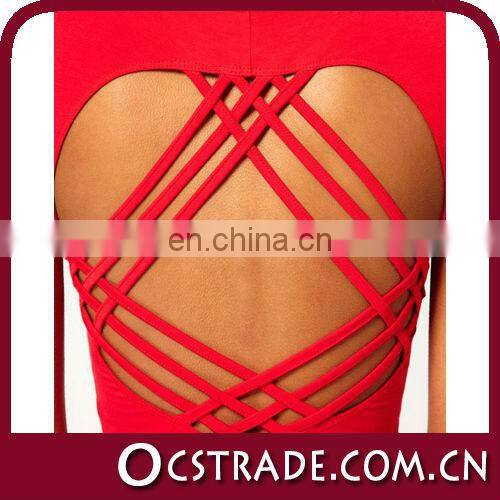 2016 back cut out sleeveless bandage trendy yellow cocktail dresses