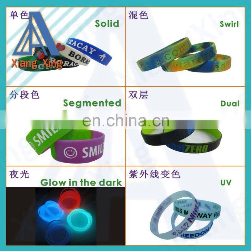 Promotional Debossed inkfilled logo cheap silicone wristbands