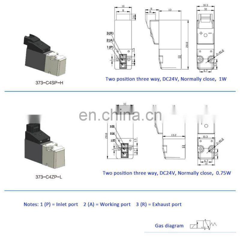 Two position two way scientific process miniature electric air double solenoid valve