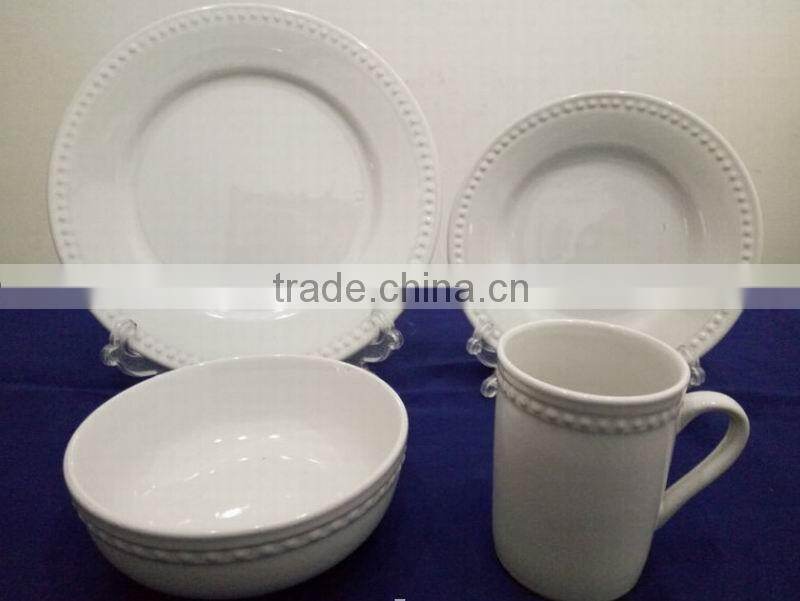 2016 new 16pcs embossed stoneware dinnerware set with low price
