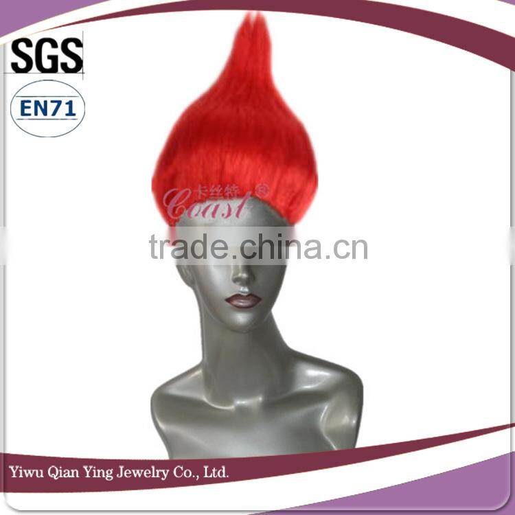 cheap wholesale high quality orange synthetic halloween big troll wig