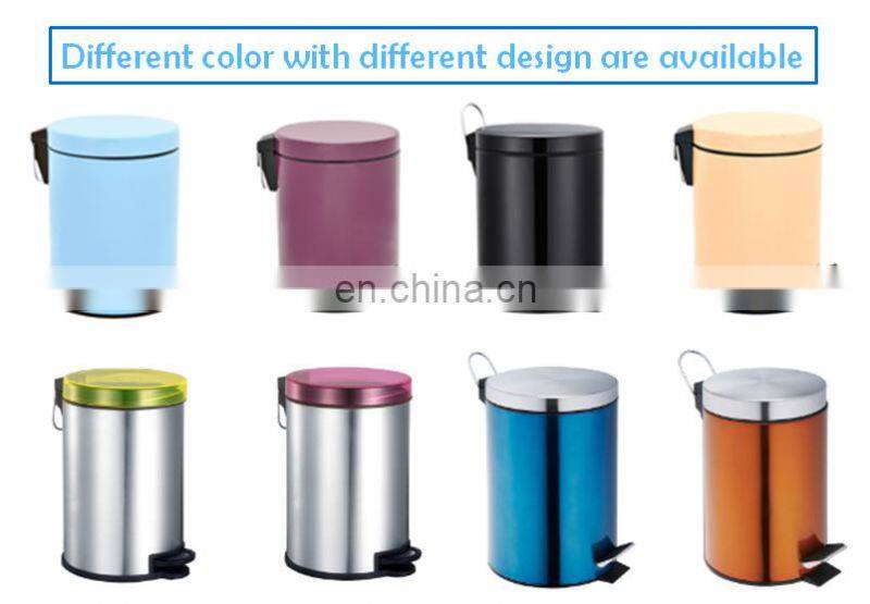 Competitive price metal foot pedal waste bin 3L 5L size of dustbin trash bin