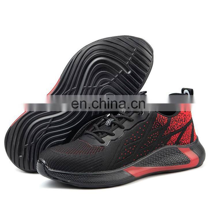 Breathable light weight comfort flying woven zapatos de seguridad de trabajo sneaker shoe safety