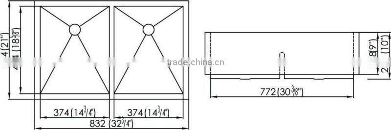 Kitchen stainless steel sink with double bowl