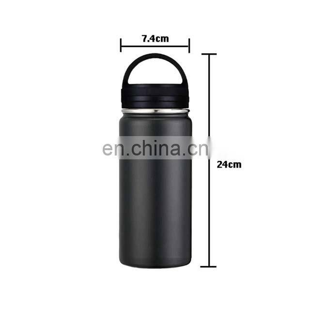 Travel Gym Wide Mouth Double Wall Insulated Stainless Steel Flask Drinking Water Sport Bottle with Handle