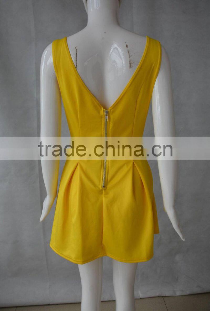 V collar sexy sleeveless dress miniskirt nightclub dress