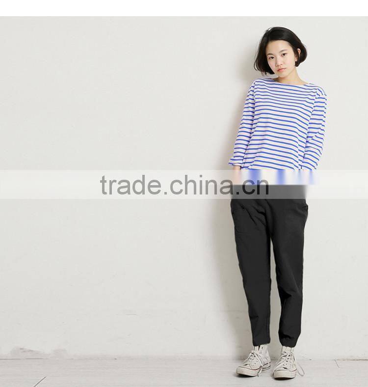 2014 Cross strip 100% cottonT shirt for ladies from alibaba china /cheap price and high quality