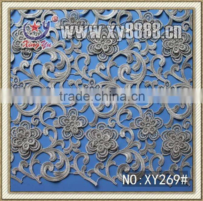 Luxury fashion golden metallic yarn lace