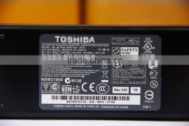 Original 19V 4.74A 90W laptop adapter For Toshiba Satellite A300 C850 L750 ac/dc power adapter