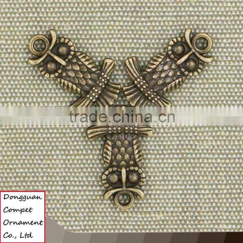DIY zinc alloy jewelry ancient bronze owl pendant