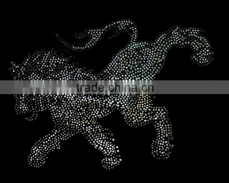 Lion shape fix hot rhinestones transfer motif for t-shirt
