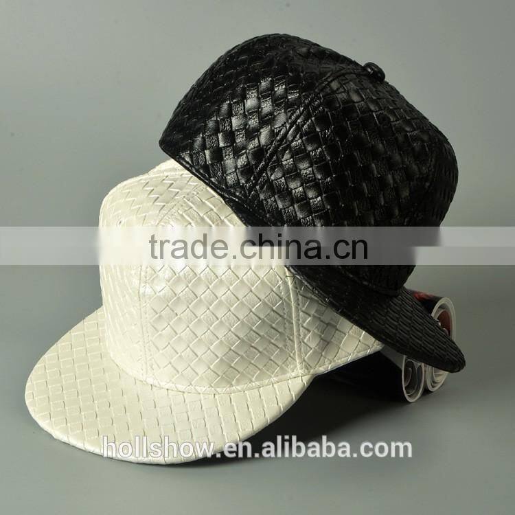 Latest Fashion Trend All Match Weave Design Plain Flat Brim Caps Blank Snapback
