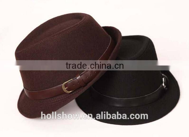 Star Favourite Trend All-match Man Women Trilby Fedora Cap With Leather Buckle
