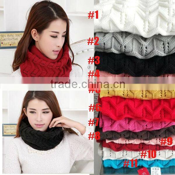 Winter Knitted Chevron Women Round Neck Loop Circle Scarf