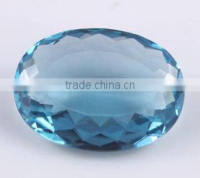 Large Size Oval Synthetic Aquamarine Blue Quartz For Sale