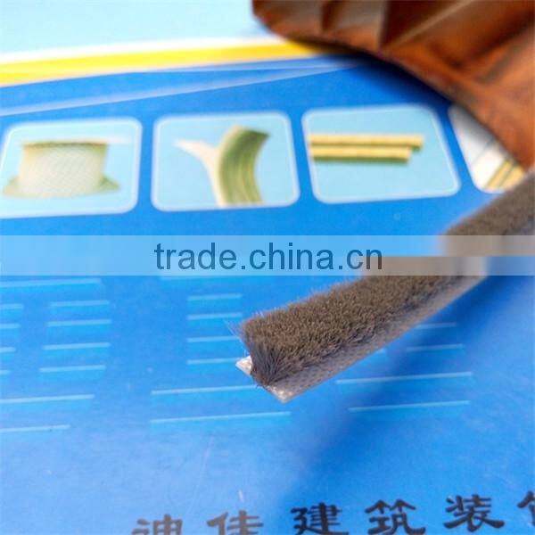 Water-proof silicone Wool Pile weather stripping with self-adhesive for windows and doors seals