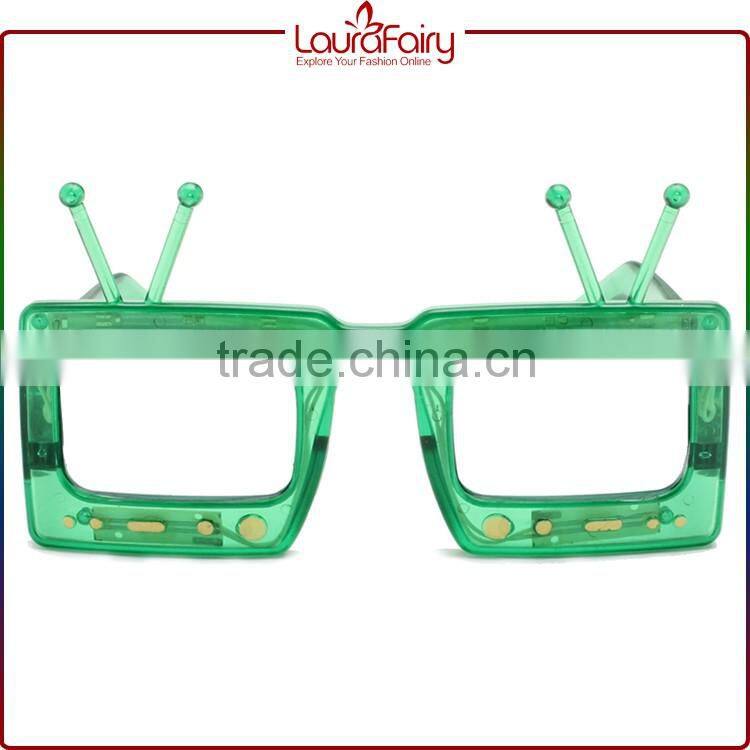 Laura Fairy Wenzhou Cute Kid'S Crazy Party Funny Green TV Shaped LED Sunglasses
