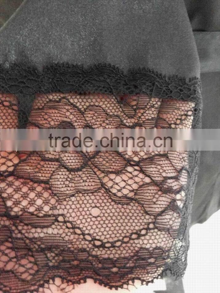 comfortable women black satin lace robe