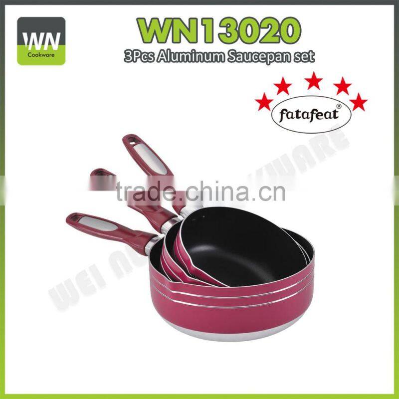 Aluminium high quality uses of sauce pot milk pan set ceramic sauce pan with glass lid and bakelite handle