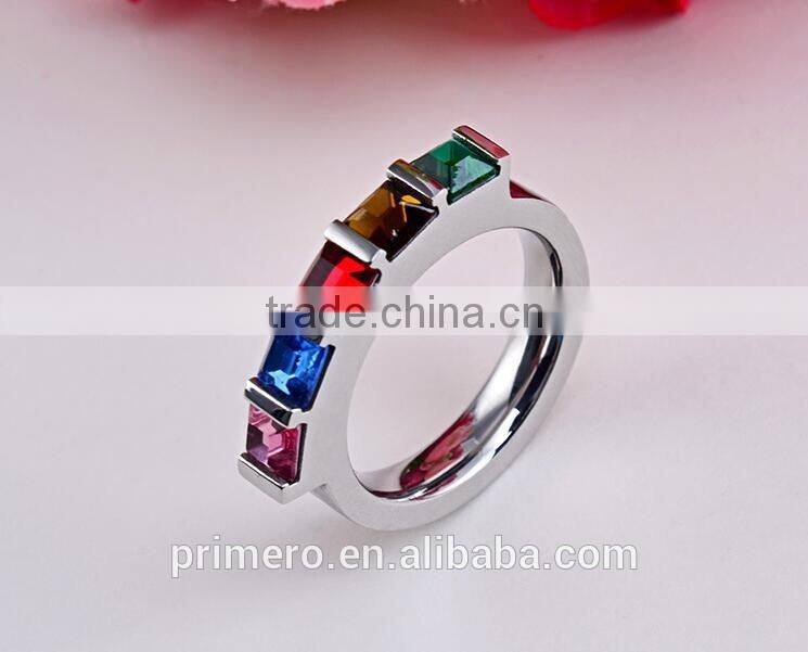 Womens CZ Diamond Rainbow Rhinestone Classic Engagement Bridal Designs Fashion Jewelry Ring