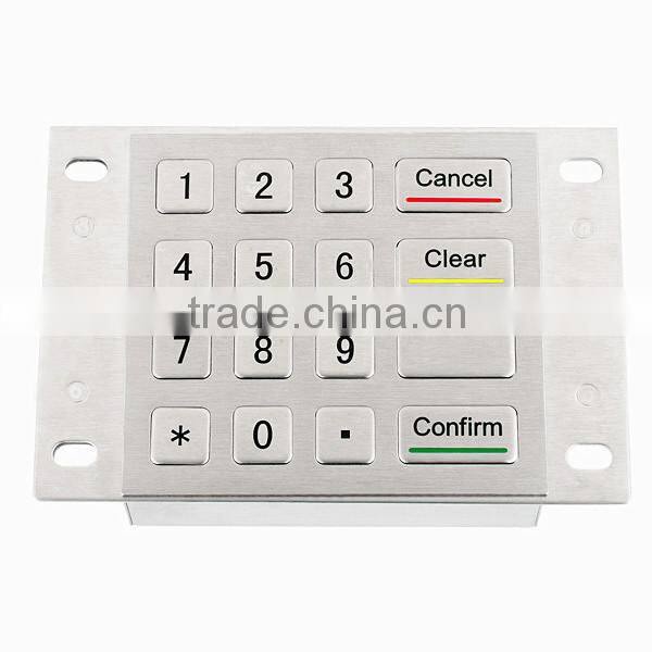 16 keys vandal proof metal numeric function keypad