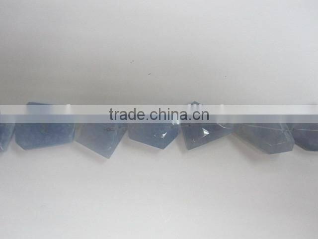 Wholesale Tumbled flat loosen faceted gemstone supplier blue chalcedony