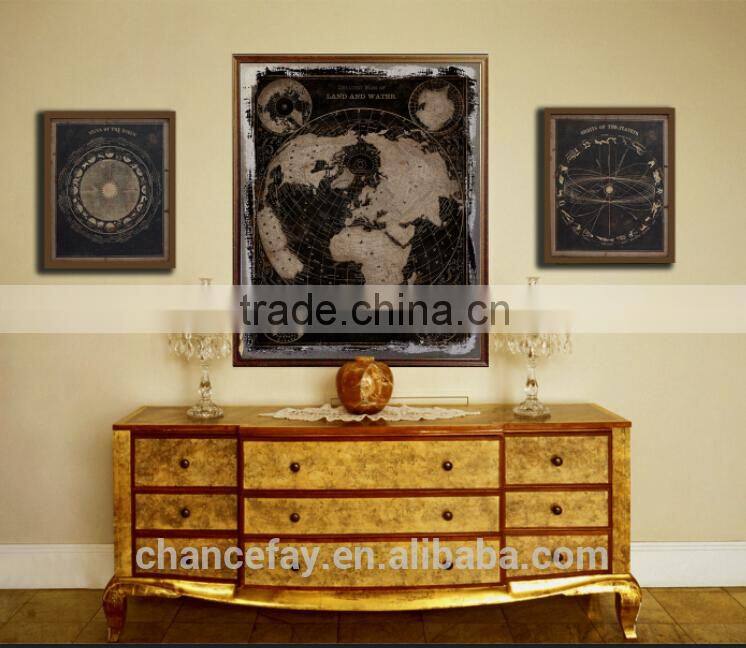 3-Panel MDF paper Print map Modern Canvas Wall Art living room decoration