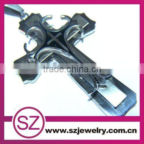 Fashion men cross design stainless steel necklace pendant
