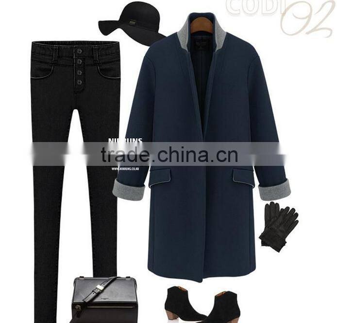 Lovaru Women's Double Breasted Female Coats Overcoat Long Wool Blends Trench Coat