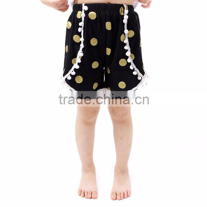 2016 Wholesale children's boutique tank top home wear set kids clothes set gold dot shorts baby girl outfit