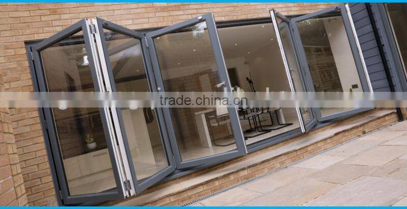 classical aluminum glass folding door with tempered glass
