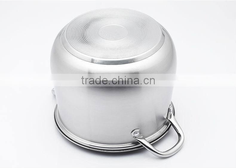 2016 ChaoZhou hot selling double ears capsuled bottom pot with glass lid&deep cooking pot cookware with competitive price
